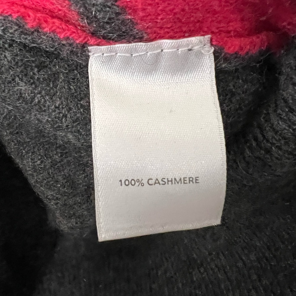 Halogen 100% Cashmere Sweater Gray & Pink Houndstooth Women's Medium - Picture 4 of 10